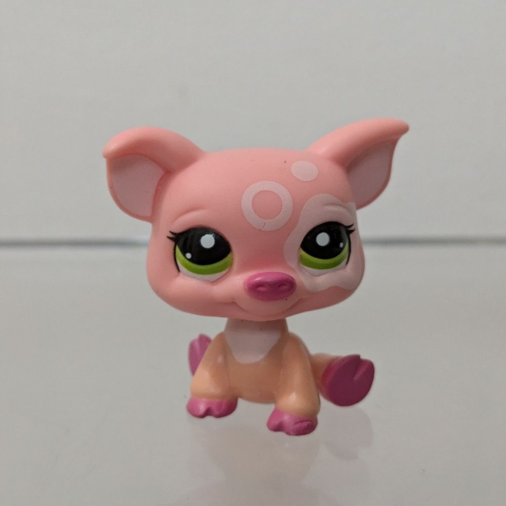 Littlest Pet Shop Pig #2205 Pink Peach Patch With Green Eyes LPS